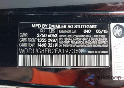 2015 Mercedes-Benz S 550 4Matic из США, поврежденный, VIN WDDUG8FB2FA197363